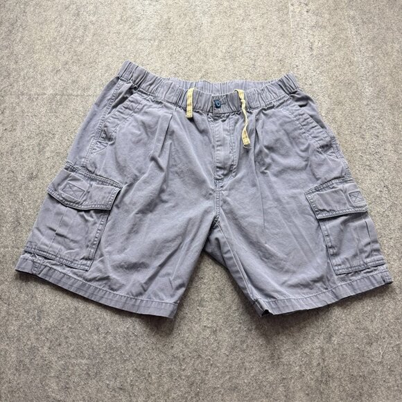 Tommy Cargo Shorts Men L Blue Elastic Patio Drawstring Relax Twill 8" - Picture 1 of 14